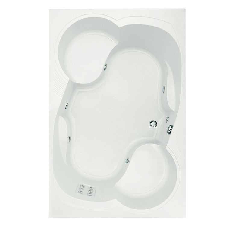Makyla Drop-In White Rectangle 8-Jet Acrylic Air Tub - 75 x 48 x 21 Inch - Designer Collection for Luxury Bathroom Spa Experience