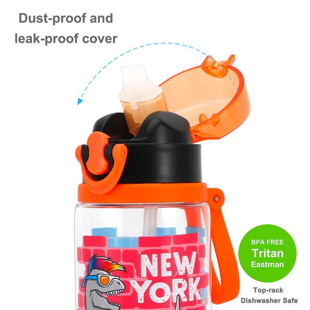 **Dino Themed Cute Water Bottle for Kids - BPA Free, Leak Proof & Easy Clean 24oz (700ml) - Perfect for School, Travel & Outdoor Activities**