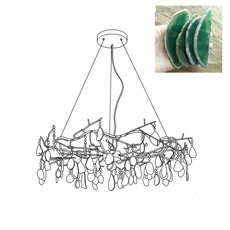 Luxury Agate Crystal Chandelier - Handcrafted Modern Ceiling Light Fixture for Dining Room, Living Room, Foyer | Elegant Home Decor Lighting for Luxury Villas & Mansions