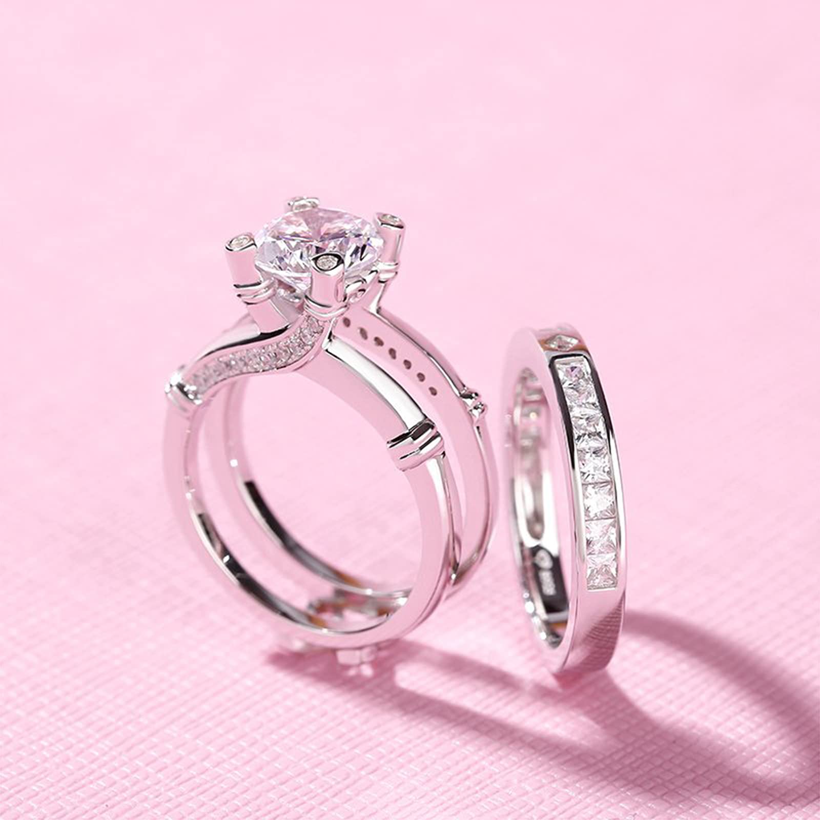 Jeulia Diamond Band Rings for Women - Sterling Silver CZ Interchangeable Ring Sets | Wedding, Engagement, Anniversary, Promise, Bridal Jewelry Gifts | Perfect for Proposals, Bridal Parties & Special Occasions