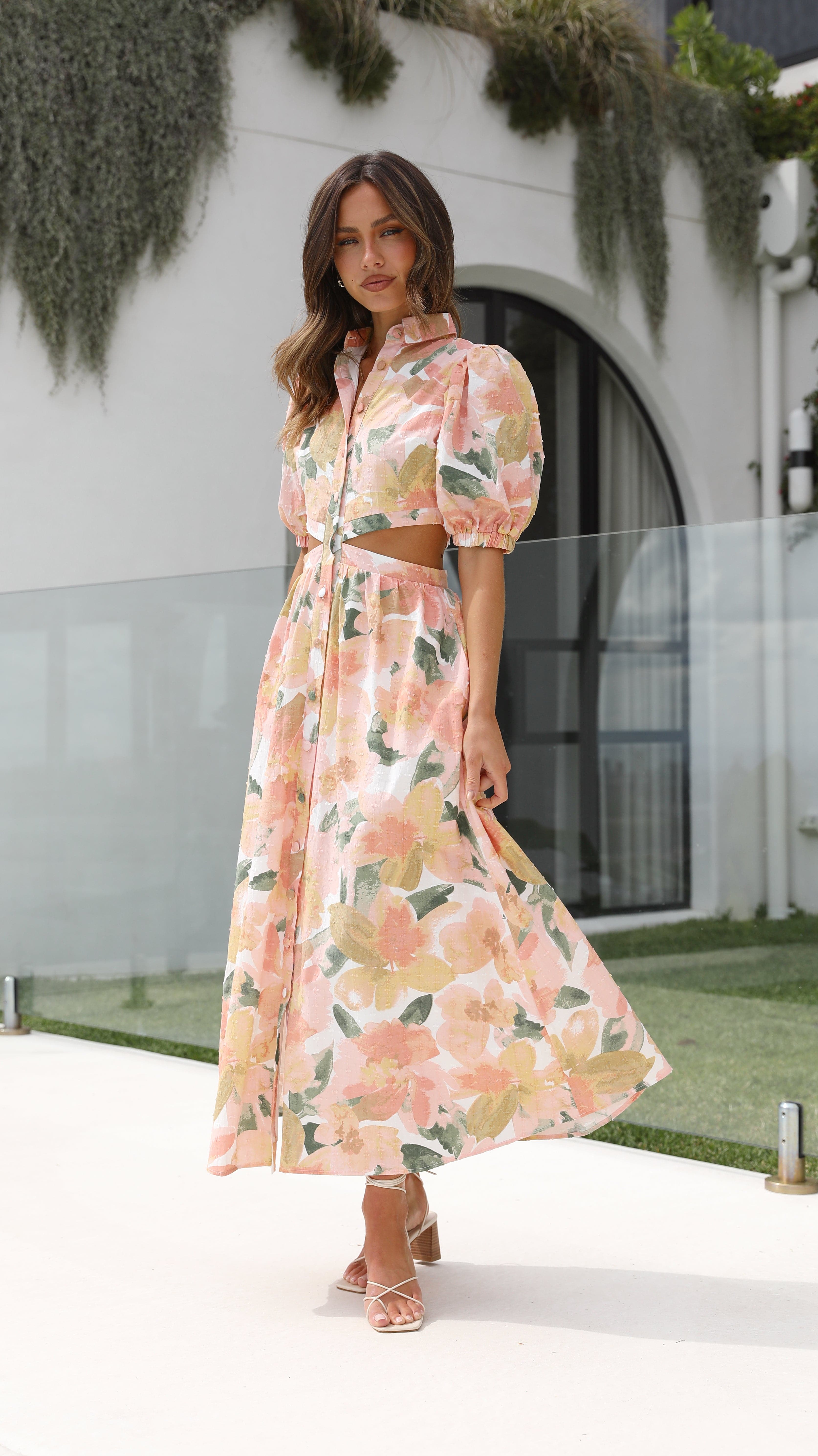 Kylo Midi Dress - Floral Print Summer Dress for Women | Mallorca Style | Perfect for Beach Vacation, Date Night & Casual Outings