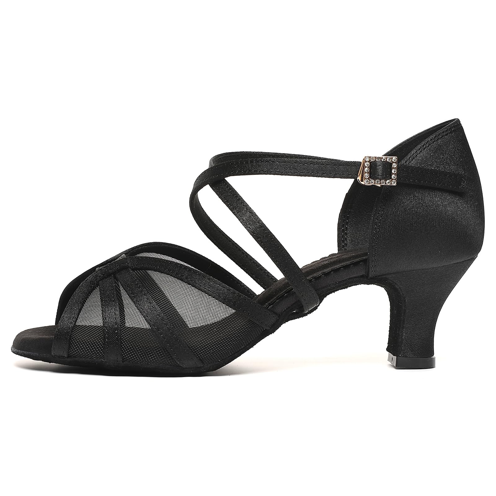 Latin Dance Shoes for Women - Mesh & Satin Ballroom Shoes with Low Heels | Perfect for Salsa, Bachata, Tango & Prom Dancing | Comfortable Performance & Practice Shoes