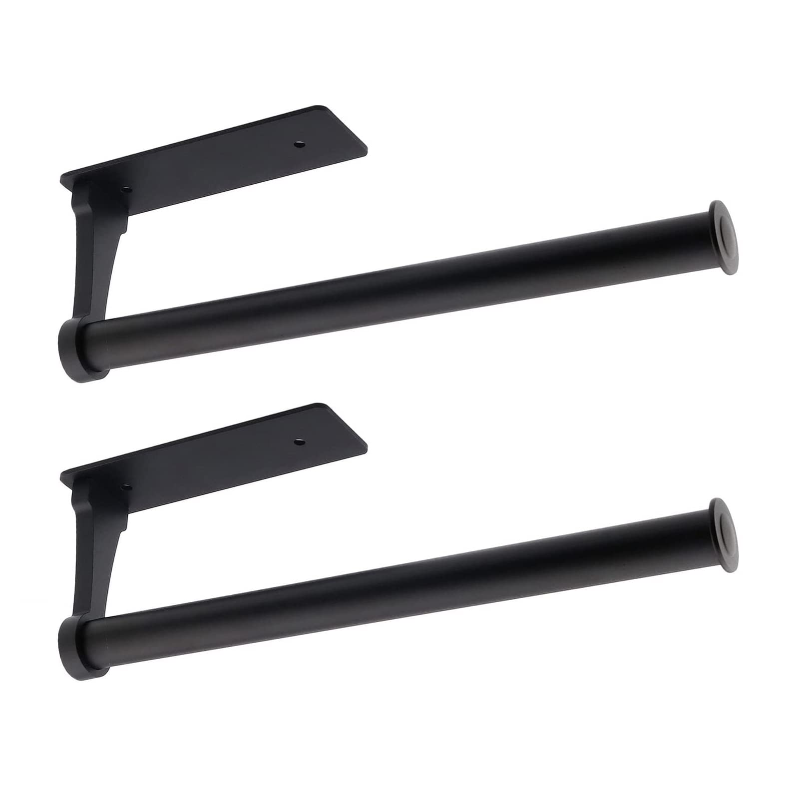 Sturdy & Durable Paper Towel Holder - Under Cabinet or Wall Mount with Self-Adhesive & Screw Options (Black, 2-Pack) - Perfect for Kitchen, Bathroom & Office Organization