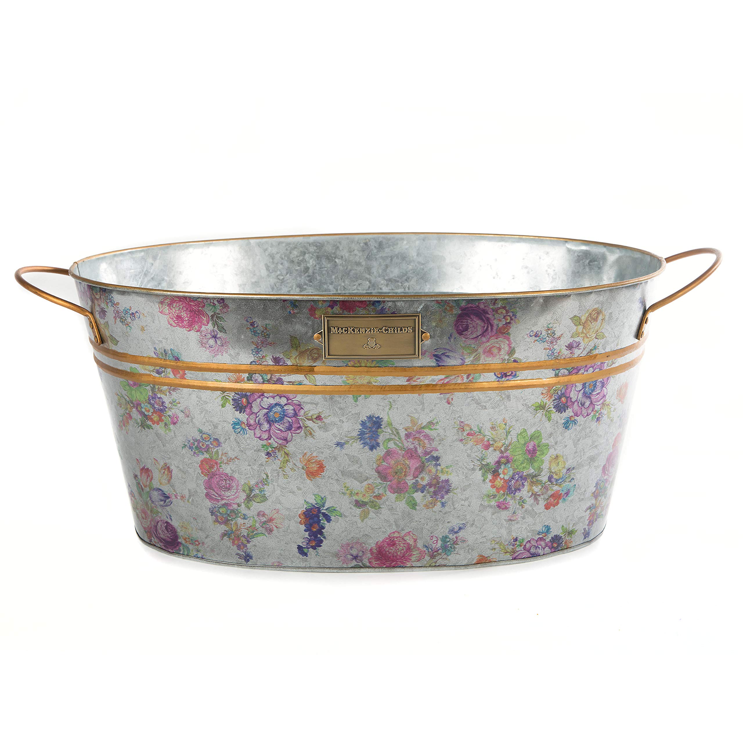 MacKenzie-Childs Flower Market Galvanized Beverage Bucket - Large Drink Tub for Parties, Weddings & Outdoor Events - Perfect for Iced Drinks, Champagne & Cocktails