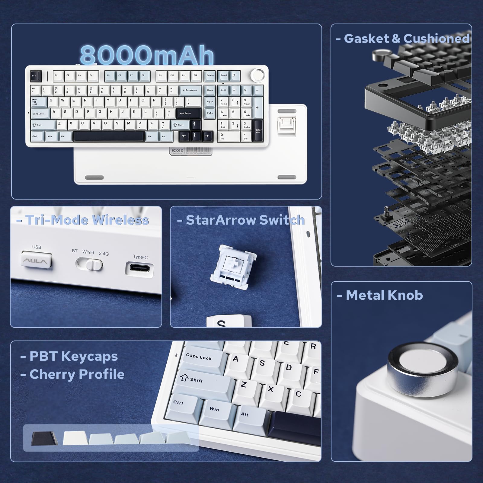 EPOMAKER F99 PRO Wireless Mechanical Keyboard - Hot Swappable, RGB Backlit, 8000mAh for Gaming & Office