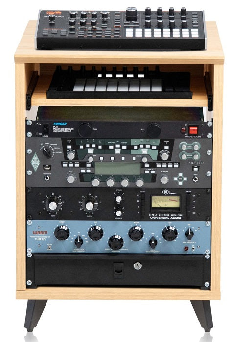 Gator Elite 10U Rack Mount Desk - Natural Maple Matte Finish Workstation for Home Office & Studio | Server Rack & AV Equipment Storage Solution
