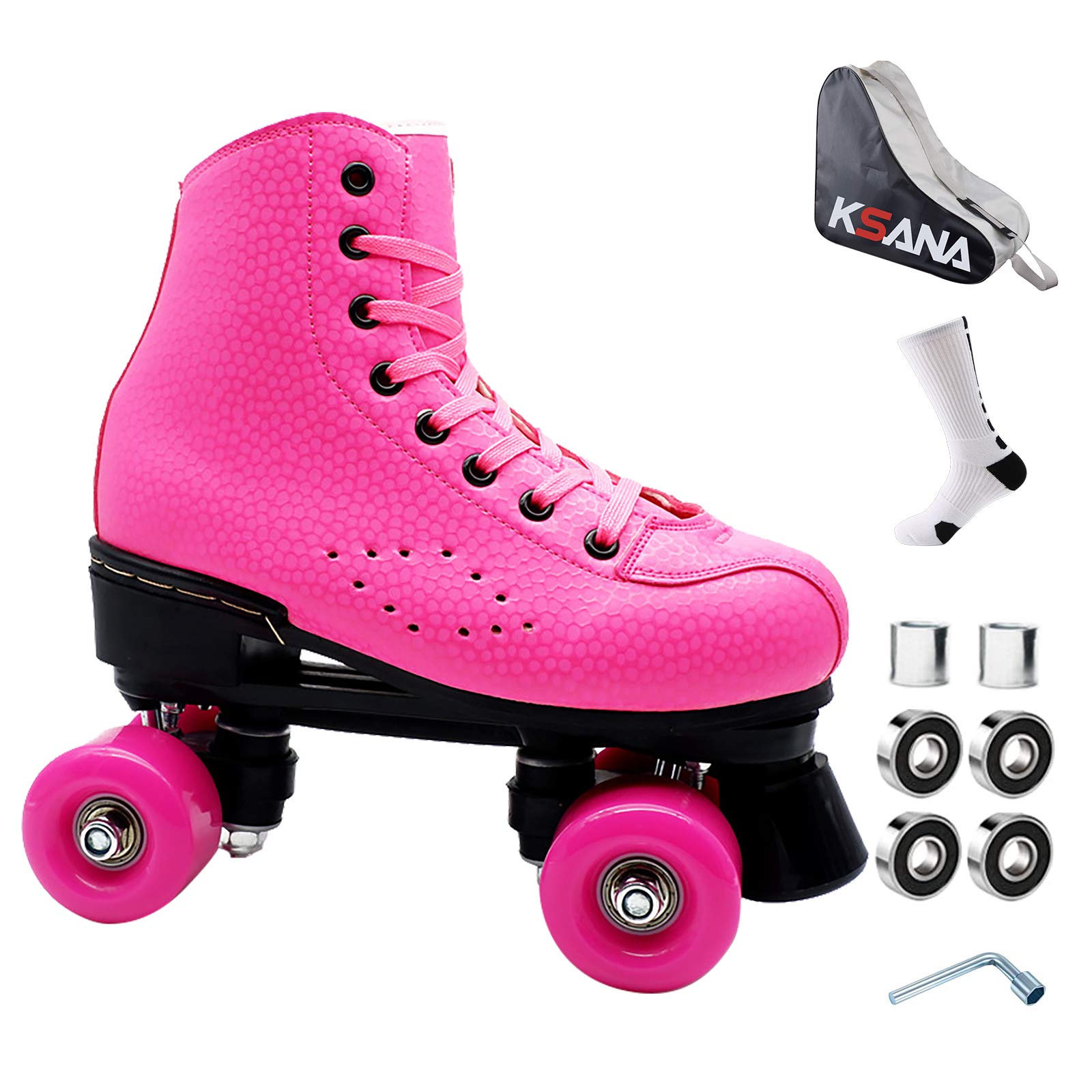 Best Unisex Roller Derby Skates - Faux Leather Outdoor Quad Skates with Double Row Wheels for Men & Women | Perfect for Rink, Park, and Street Skating
