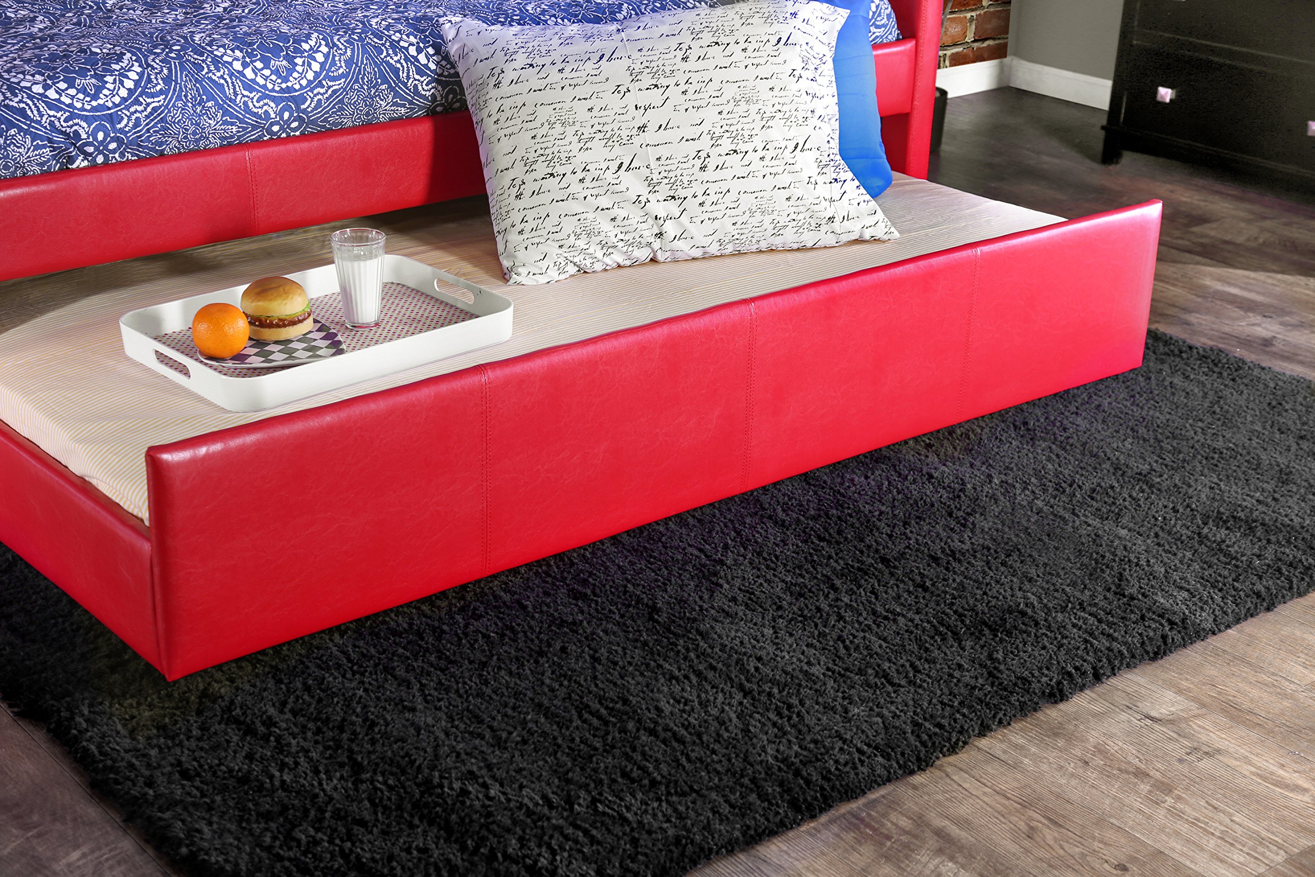 Furniture of America Marina Daybed - Twin Size, Red Velvet Upholstery - Modern Sofa Bed for Living Room, Guest Room & Small Spaces