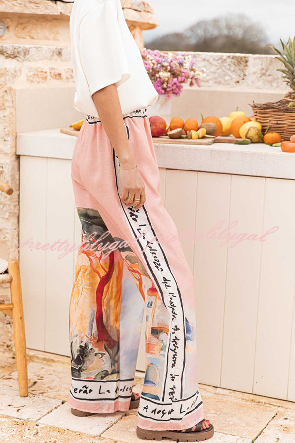 Stylish Printed Elastic Waist Wide Leg Pants for Women - Comfortable Vacation & Casual Wear - Perfect for Beach, Travel, and Everyday Outfits