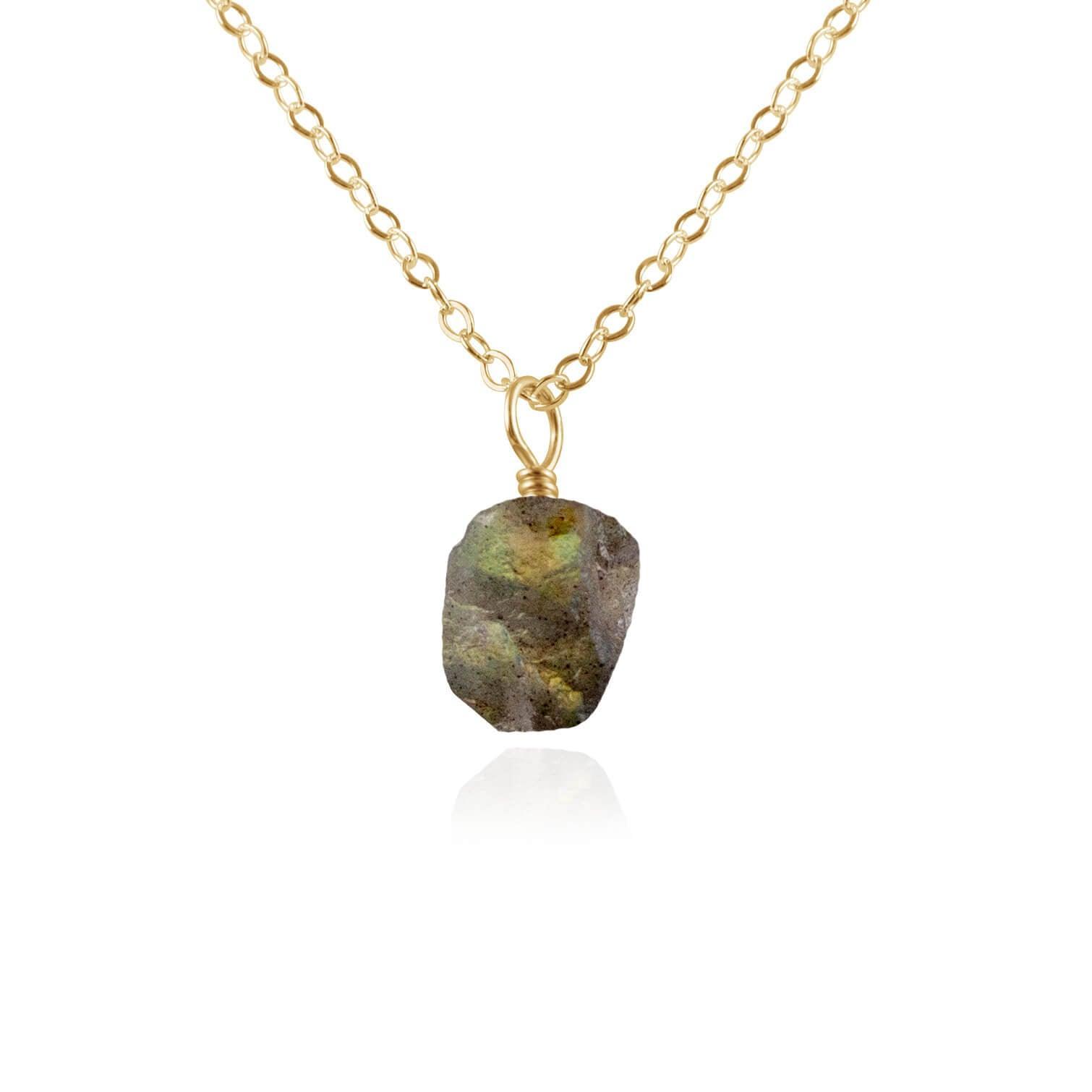 Natural Tiny Raw Labradorite Pendant Necklace - Handmade Gemstone Jewelry for Women - Perfect for Boho Style, Spiritual Healing & Everyday Wear