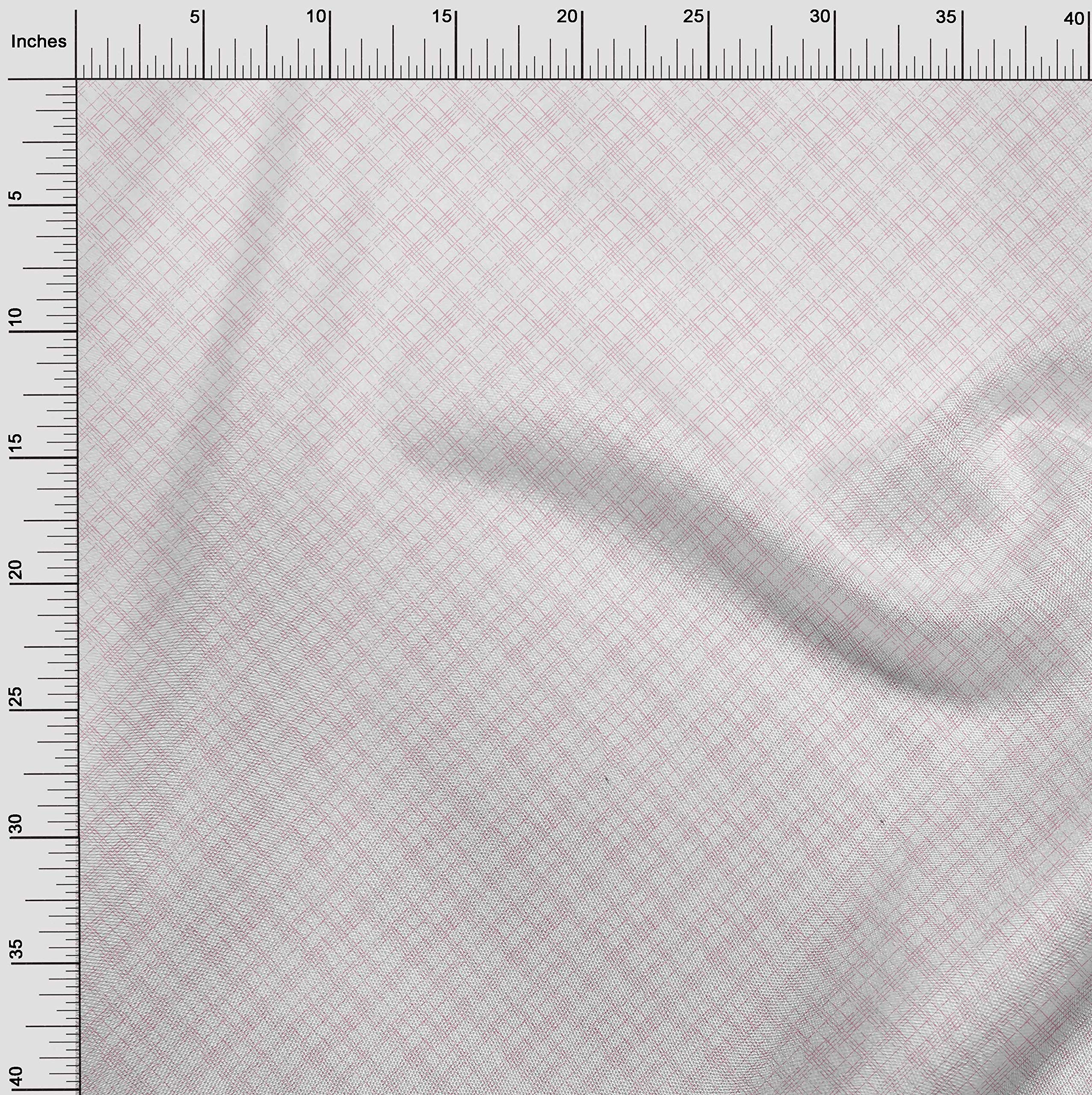 oneOone Cotton Flex Pastel Pink Geometric Check Dress Fabric - 40 Inch Wide by The Yard | Soft Printed Material for DIY Dresses, Skirts & Home Decor Projects