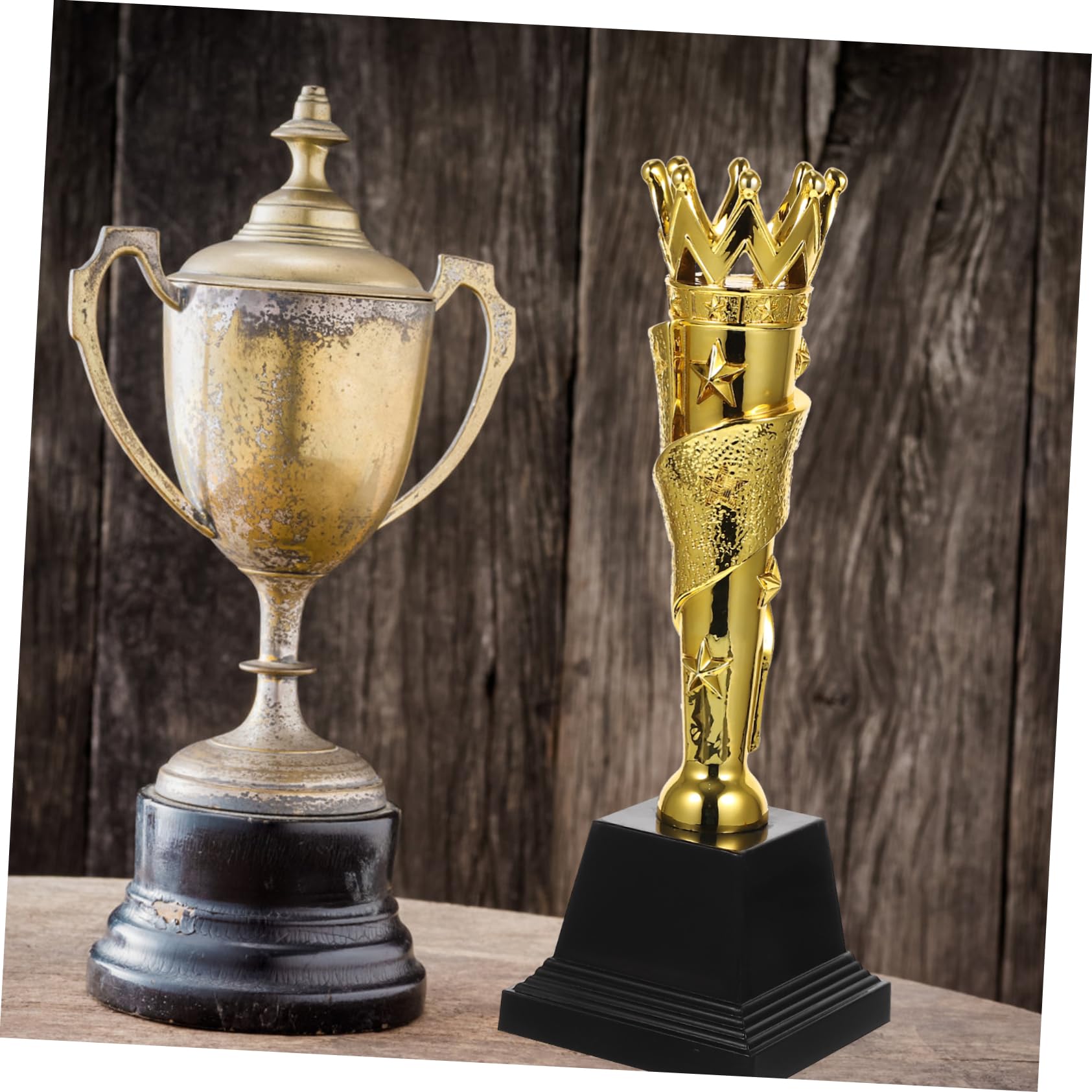 BESPORTBLE 2-Pack Golden ABS Plastic Children's Trophies - Award Medals for Kids Sports, School Achievements & Competition Prizes