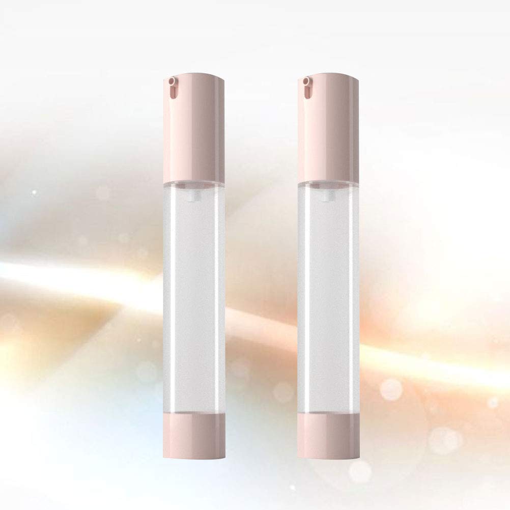 Cabilock 2-Pack Travel-Sized Foundation Bottles - Clear Pink Makeup Containers with Pump Dispenser for Lotion, Cream & Liquid Cosmetics | Perfect for Toiletries, Vanity Organizer & On-The-Go Touch Ups