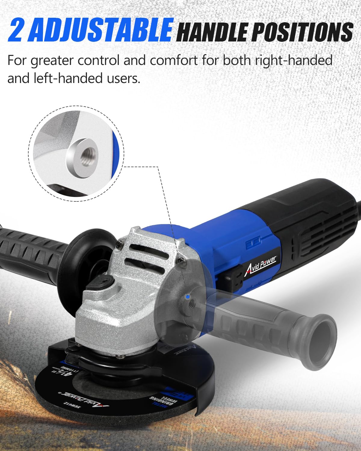 AVID POWER 7.5-Amp 4-1/2 Inch Angle Grinder with Grinding Wheels, Cutting Wheels & Flap Disc - Electric Power Tool for Metal Cutting, Grinding, Polishing & Rust Removal - Perfect for DIY Projects, Metalworking & Home Renovations - Blue