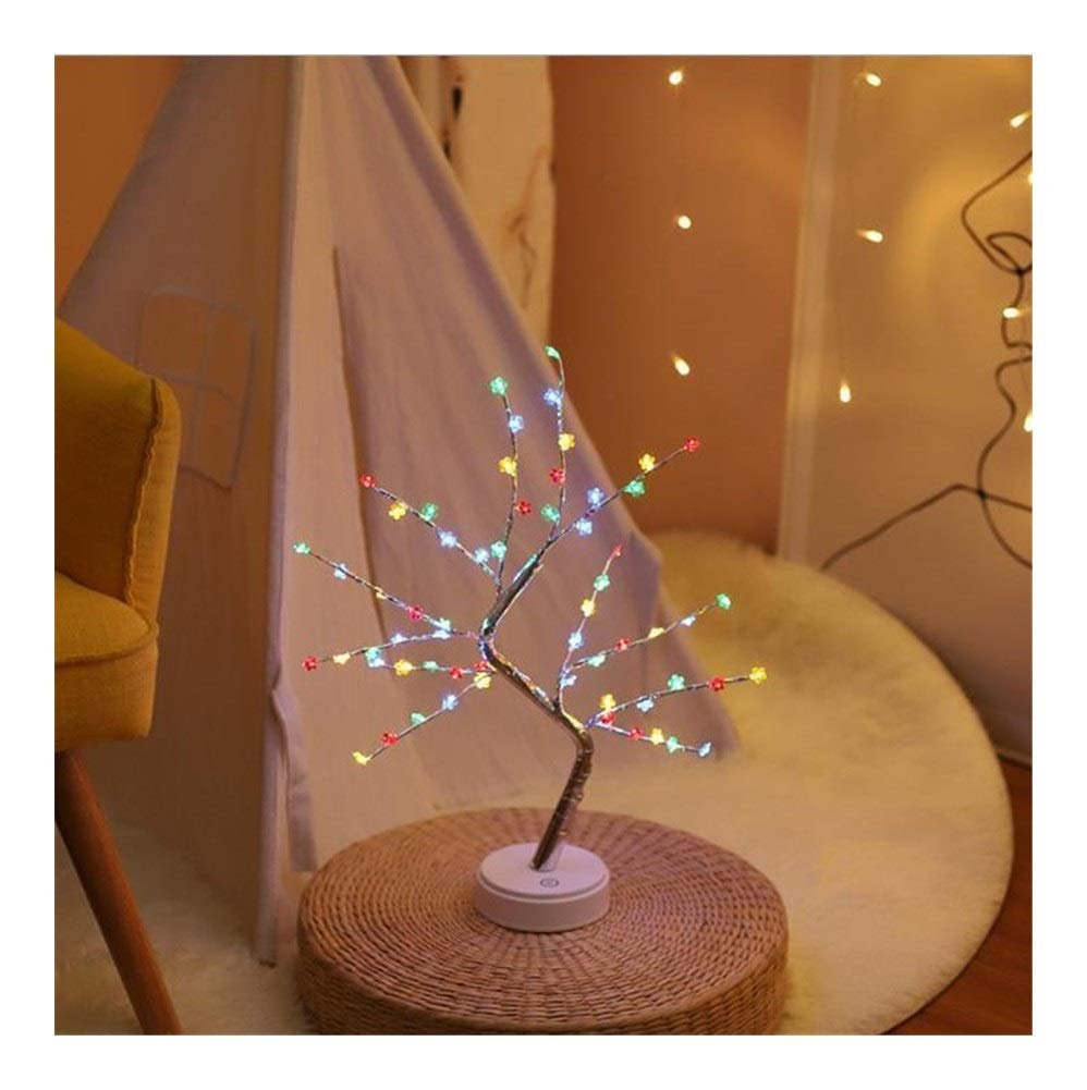HUBINGRONG Christmas LED Table Lamp - Small Copper Tree Light with Touch Switch, Pearl Shell Decoration, Warm White Night Light (Plum Color) - Perfect for Holiday Decor, Bedroom, Living Room & Gift Giving