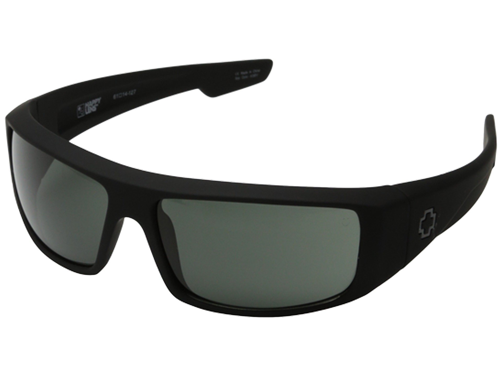 Spy Optic Logan Sunglasses Matte Black with Happy Grey Green Lens - Polarized UV Protection for Men & Women - Perfect for Outdoor Sports, Driving, and Beach Activities
