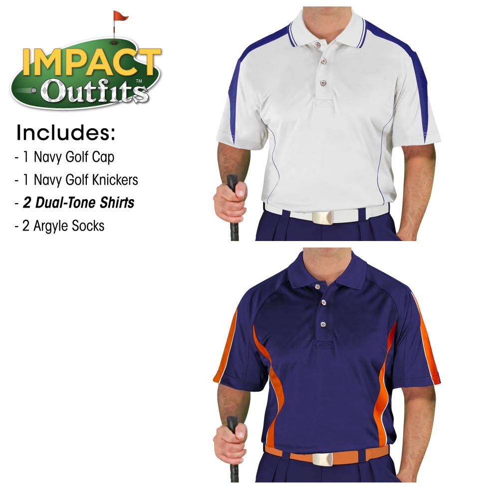 Premium Impact Golf Outfits for Men - Navy Blue Performance Polo & Pants Set - Perfect for Golf Tournaments, Country Club Wear & Casual Summer Sports