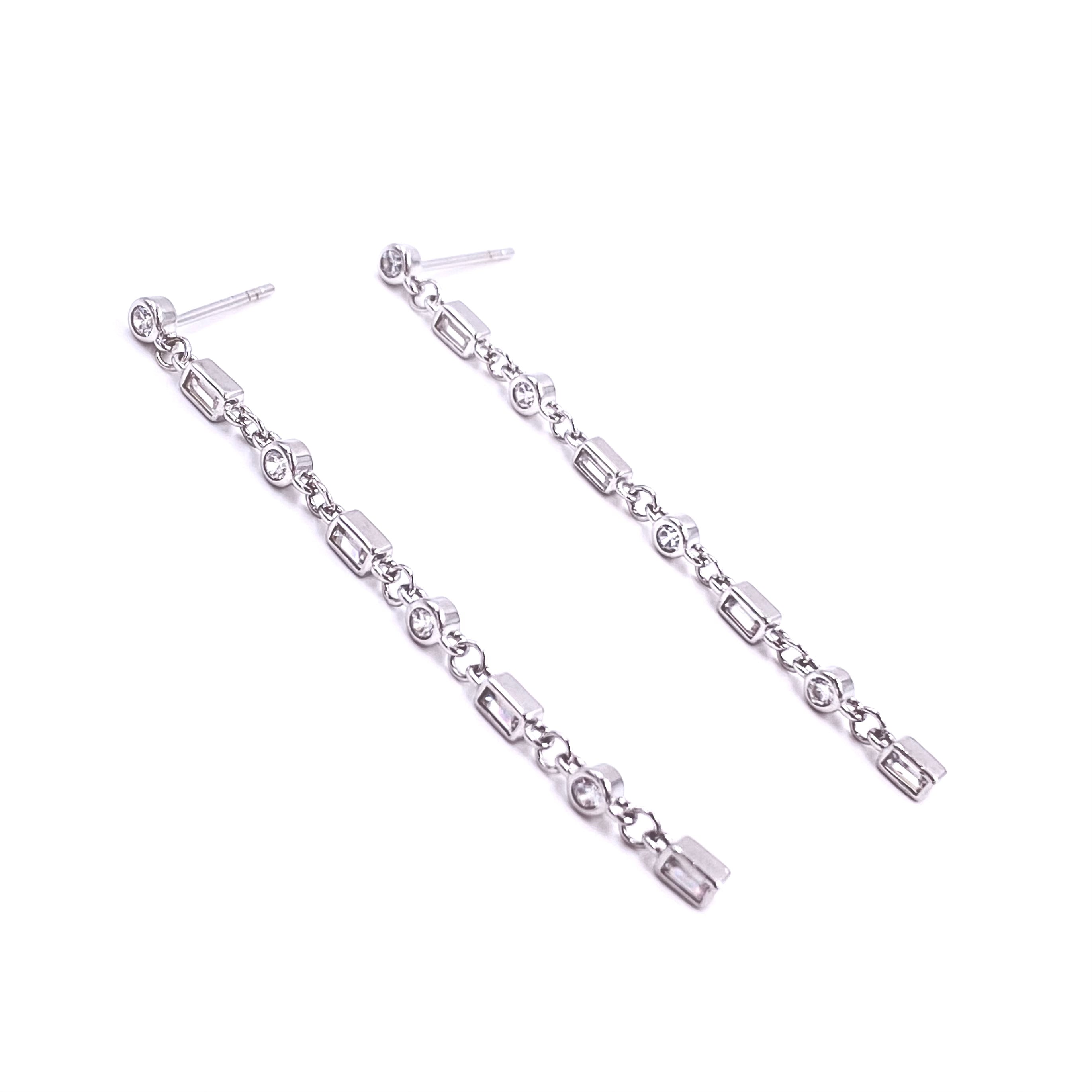 Ashley Gold Sterling Silver CZ Round & Emerald Drop Stud Earrings – Elegant Jewelry for Women, Perfect for Parties, Weddings & Everyday Wear