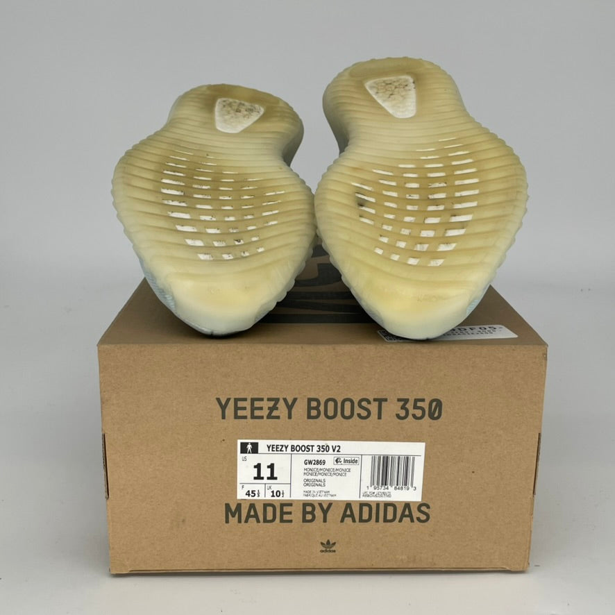 Adidas Yeezy 350 V2 Mono Ice Sneakers - Men's Size 11 & Women's Size 12.5 (GW2869) | Boost Comfort for Running, Gym & Casual Wear