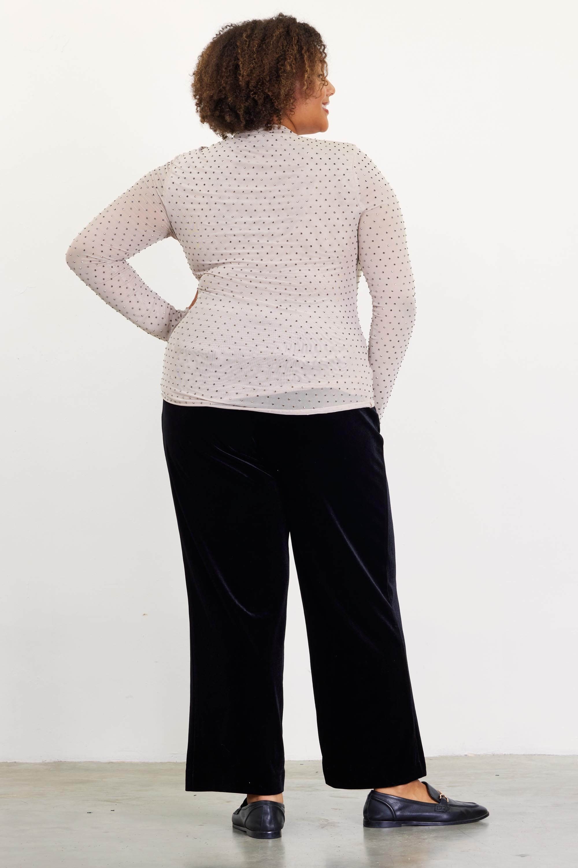 Finding My Sparkle Mesh Top - Beige Extended Sizes | Trendy Women's Fashion for Parties & Night Out