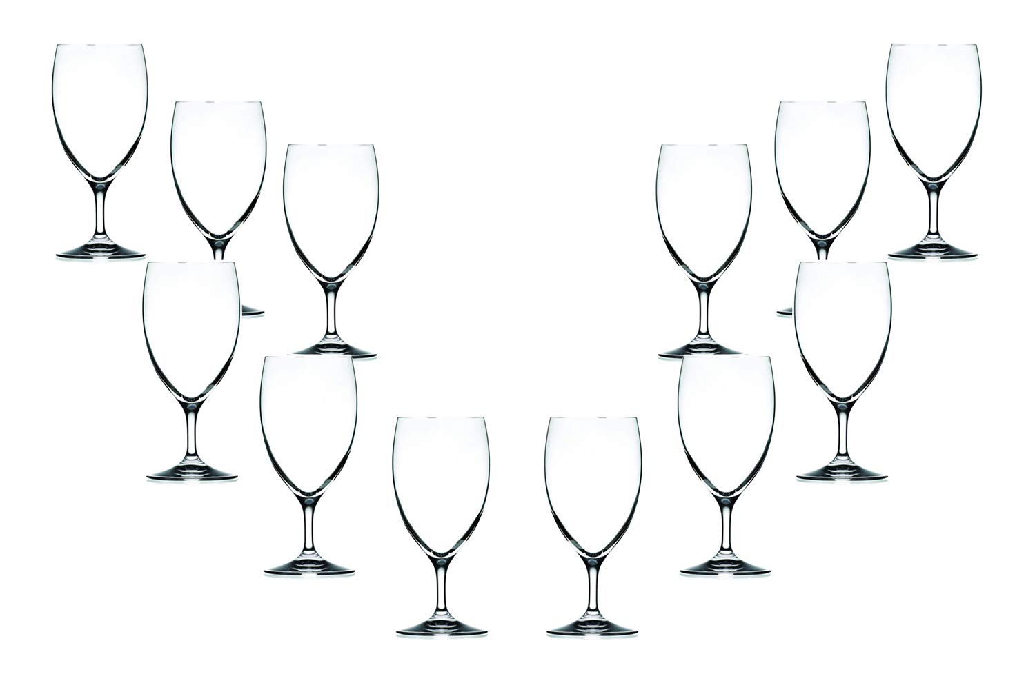 Invino 12 Oz Water Goblet Glasses Set - Crystal Clear Modern Glassware (Set of 12) - Perfect for Dinner Parties, Weddings & Elegant Home Decor