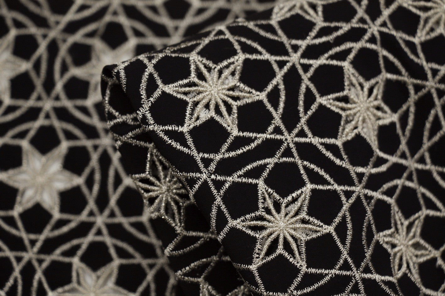 Premium Black Star Embroidery Swimwear Fabric - High-Quality Stretch Material for Bikinis, Swimsuits & Beachwear - Perfect for Summer Fashion & Poolside Style