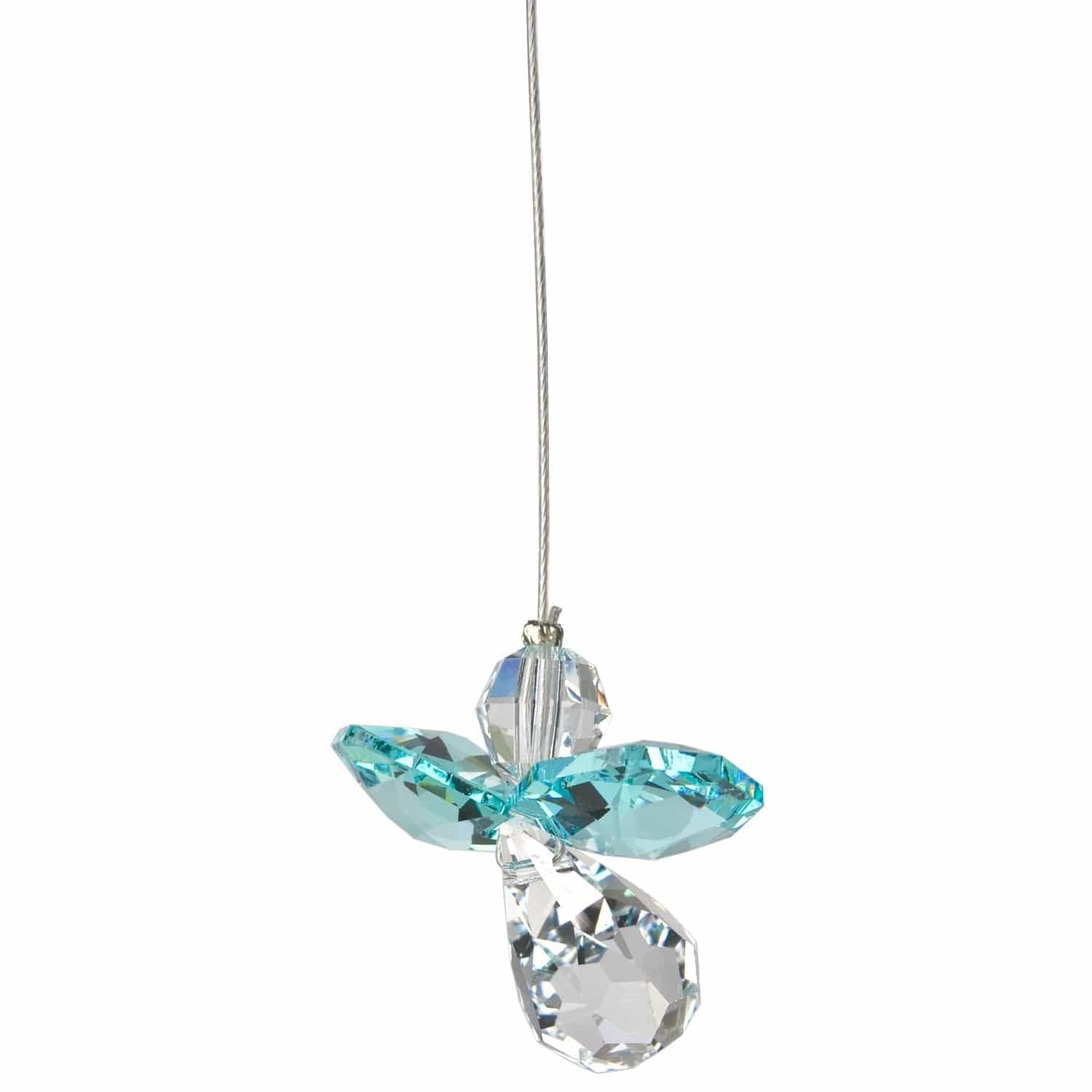 December Birthstone Blue Zircon Crystal Guardian Angel Pendant Necklace - Perfect Gift for Birthday, Christmas & Spiritual Protection