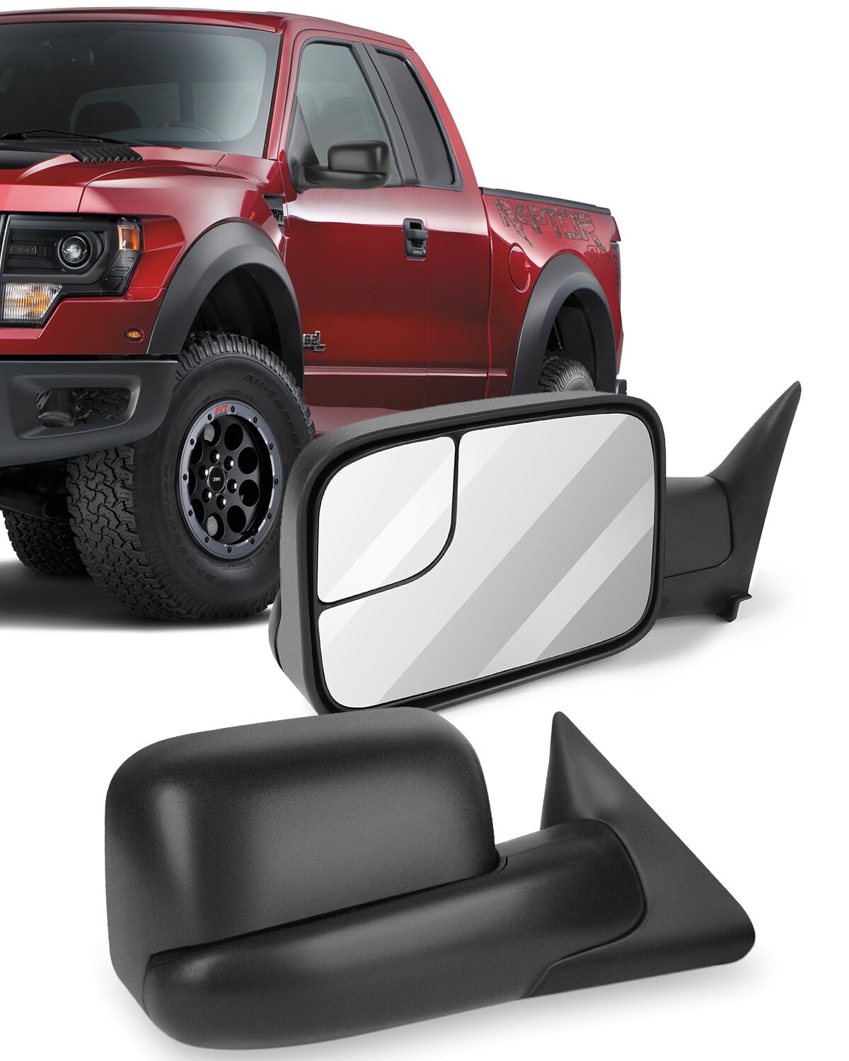 ECCPP Towing Mirrors for Dodge Ram 1500/2500/3500 (1994-2002) - Manual Adjust, No Heat, No Turn Signal - Left & Right Side Replacement Mirrors - Perfect for Towing, Camping & Off-Road Adventures