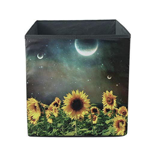 Sunflower Printed Toy Storage Box Basket for Kids - Doginthehole Toy Chest Organizer for Nursery, Playroom, Closet & Home Organization | Perfect for Girls' Room Decor & Children's Toy Storage Solutions