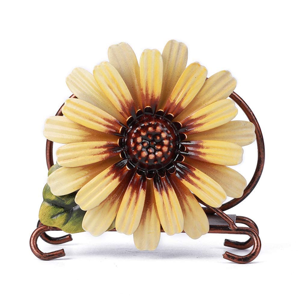 Vintage Wrought Iron Sunflower Paper Towel Holder - Retro Napkin Dispenser for Kitchen, Dining Table & Bathroom - Decorative & Functional Towel Rack for Home & Office Use
