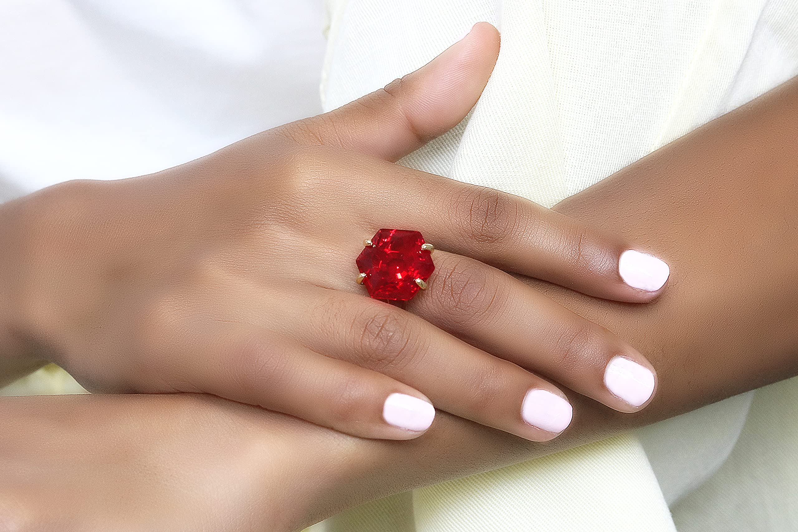 Anemone Classic Ruby Ring for Women - Sterling Silver Birthstone Jewelry, Bohemian & Statement Ring, Engagement Gift - Choose Size & Material - Perfect for Weddings, Anniversaries & Everyday Wear