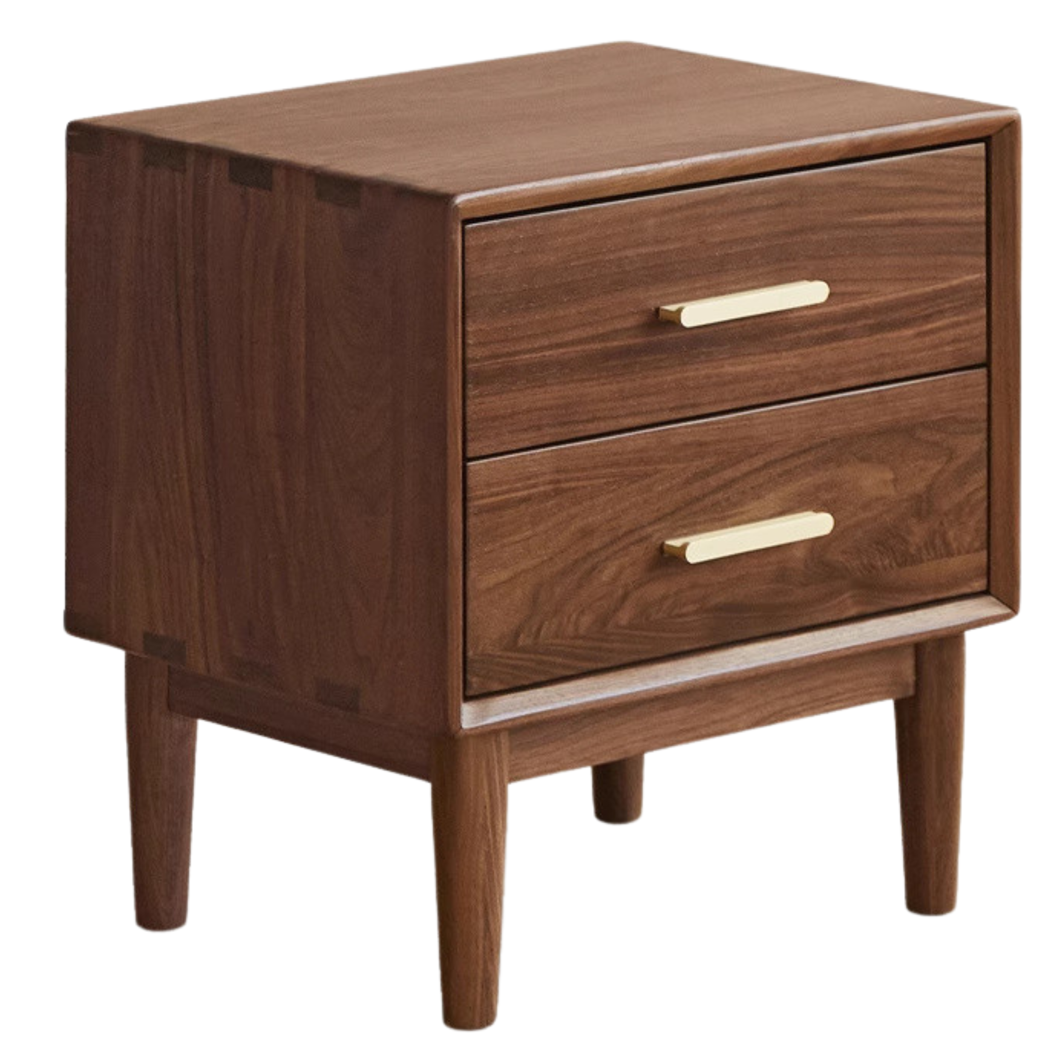 18.1x13.8x20 inch / 46x35x51сm / Rich Dark Walnut color / straight-leg bedside cabinet metal slide