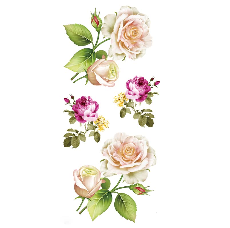 7 Sheets 3D Temporary Tattoos - Realistic Fake Tattoo Stickers | Waterproof & Long Lasting | Colorful Flower Design 9x19cm | For Arms, Legs & Shoulders | Adults, Women, Men, Kids & Teens | Perfect for Parties, Festivals & Body Art