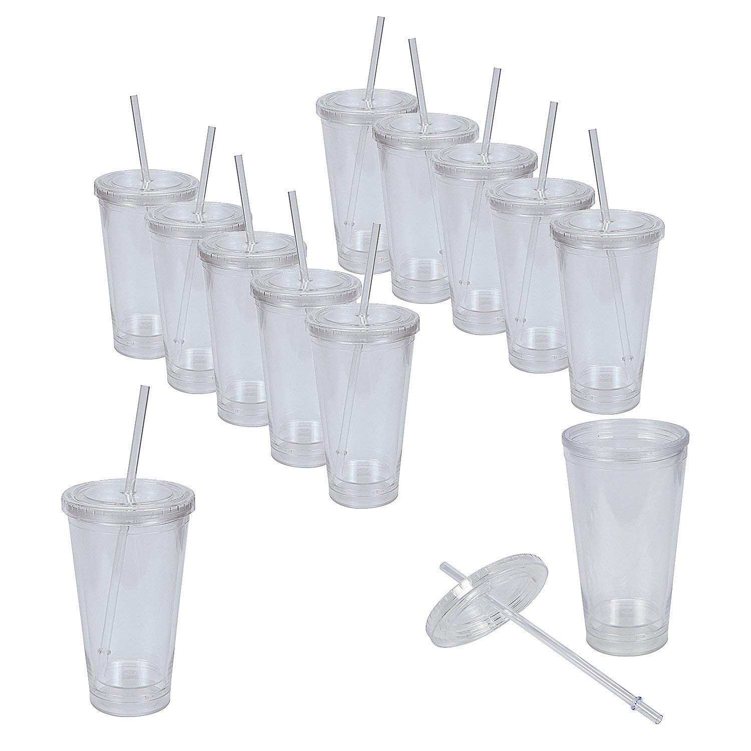 Clear Acrylic Insertable Tumblers - 12-Piece Set for Party Supplies, Wedding Decor, Baby Shower & Events - Reusable Drink Cups for Beverages, Cocktails & Smoothies