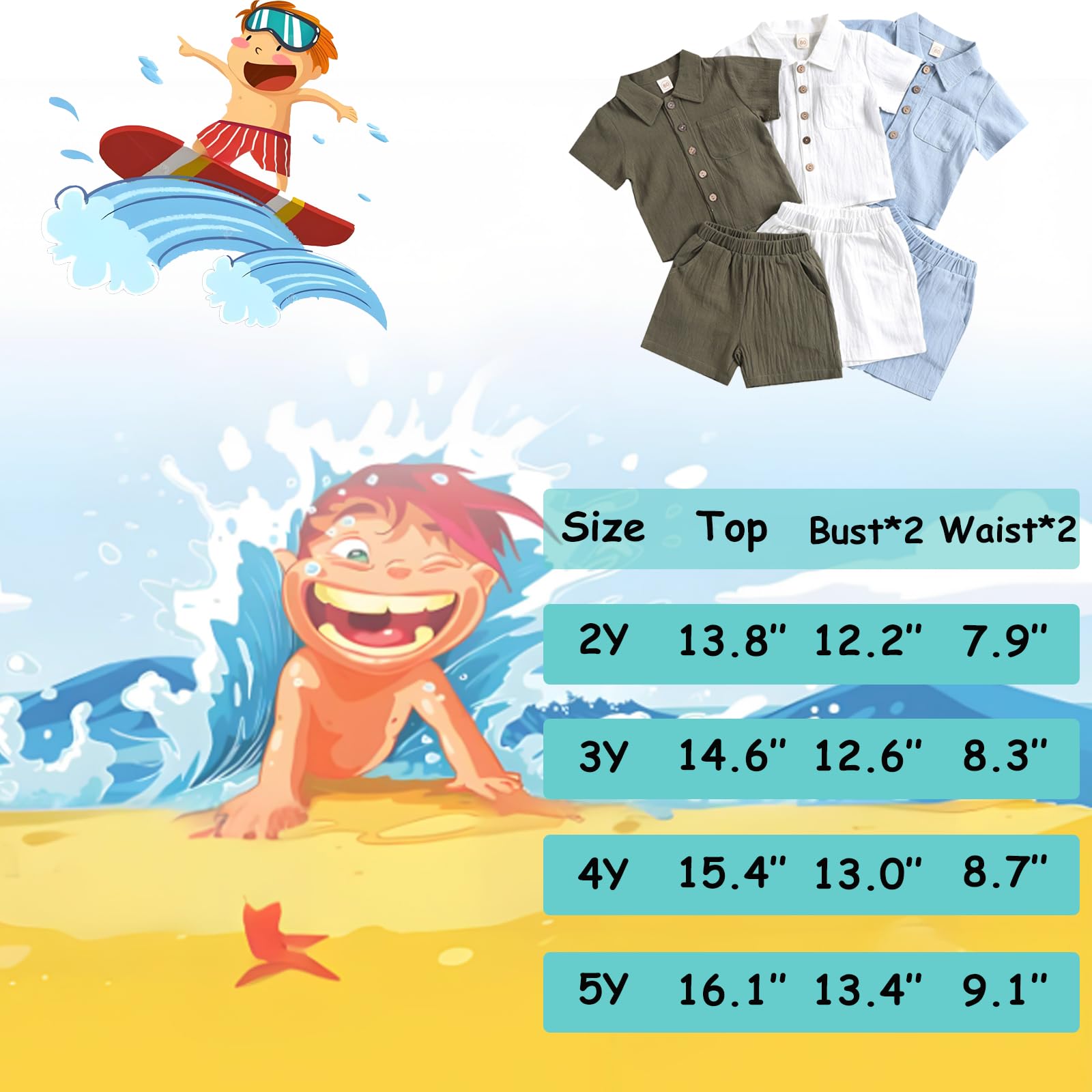 Breathable Linen Baby Clothes Set - Soft Cotton Linen Top & Shorts for Girls & Boys | Perfect for Summer Vacation, Beach Trips & Outdoor Hiking Adventures