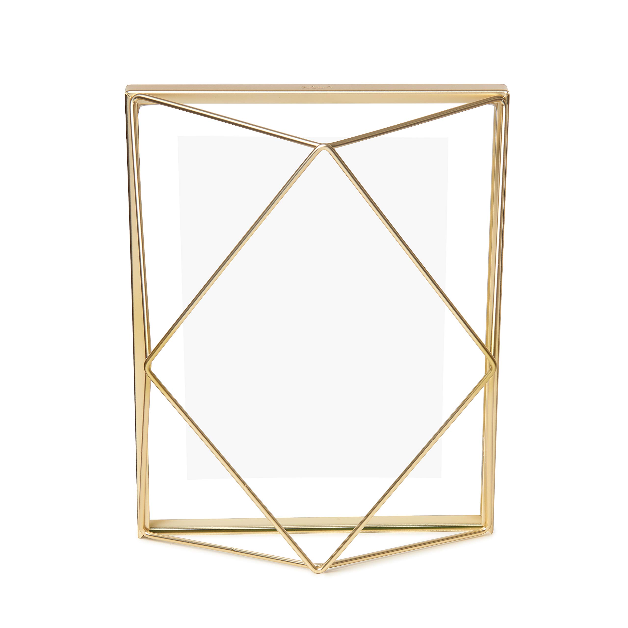 Umbra Prisma 5x7 Picture Frame - Elegant Brass Metal Photo Display for Desk or Wall - Perfect for Home Office Decor, Wedding Photos & Gift Giving