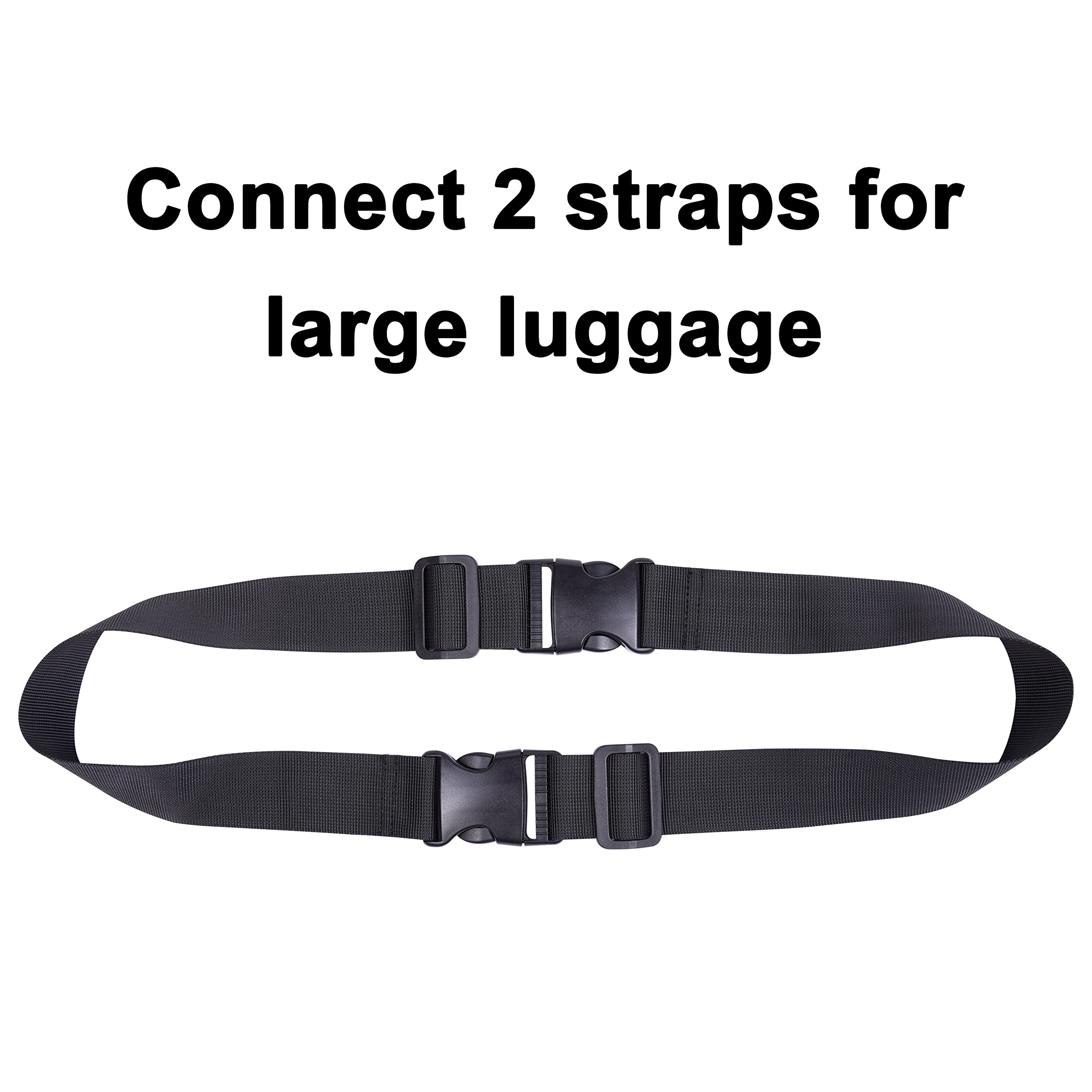 Wisdompro 2 Pack Heavy Duty Adjustable Luggage Straps - Secure Travel Suitcase Belt for Connecting Multiple Bags, Black | Ideal for Airplane Travel, Family Trips & Group Vacations