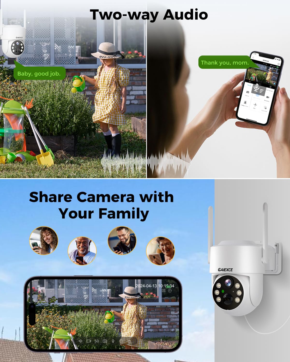 Wireless Solar Security Camera System Outdoor - 2 Pack 4MP Battery Powered CCTV with 360° Pan Tilt, PIR Motion Detection, Color Night Vision, 10