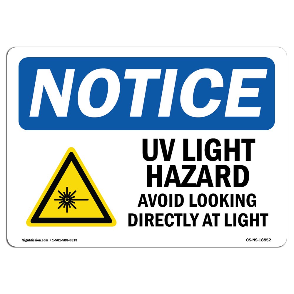 OSHA UV Light Hazard Warning Sign - Avoid Direct Eye Contact | Durable Rigid Plastic Safety Sign for Business, Construction Sites, Warehouses & Shops | Made in USA | Ideal for Industrial Workplaces, Laboratories & UV Equipment Areas