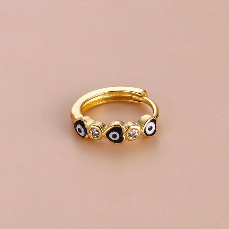 18K Gold Cartilage Hoop Earrings - Boho Enamel Evil Eye Earrings for Women | HSPJ750 | Perfect for Everyday Wear, Parties & Gifts