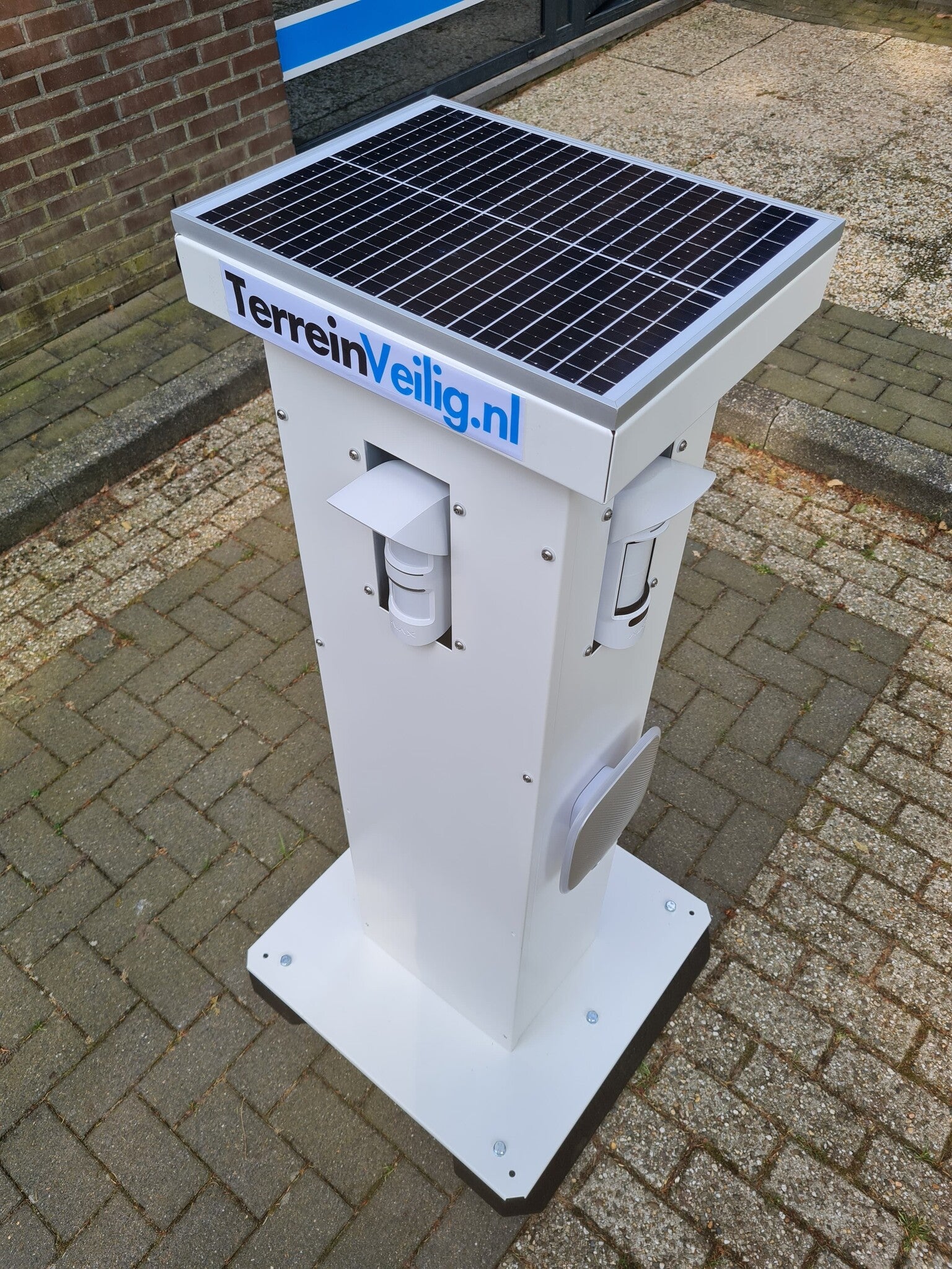 White Security Pole with Ajax System | Solar Panel | Charger | Battery | Outdoor Home & Business Surveillance Solution