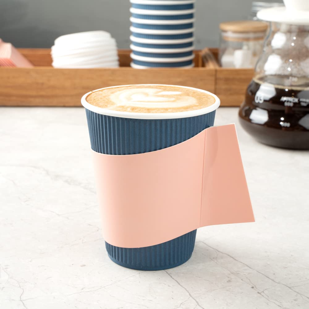 Restpresso Disposable Hot Coffee Sleeves with Handle - 1000 Count Nude Paper Cup Jackets for 12/16/20 oz Cups (Cups Sold Separately) - Perfect for Coffee Shops, Cafes & Takeout Businesses