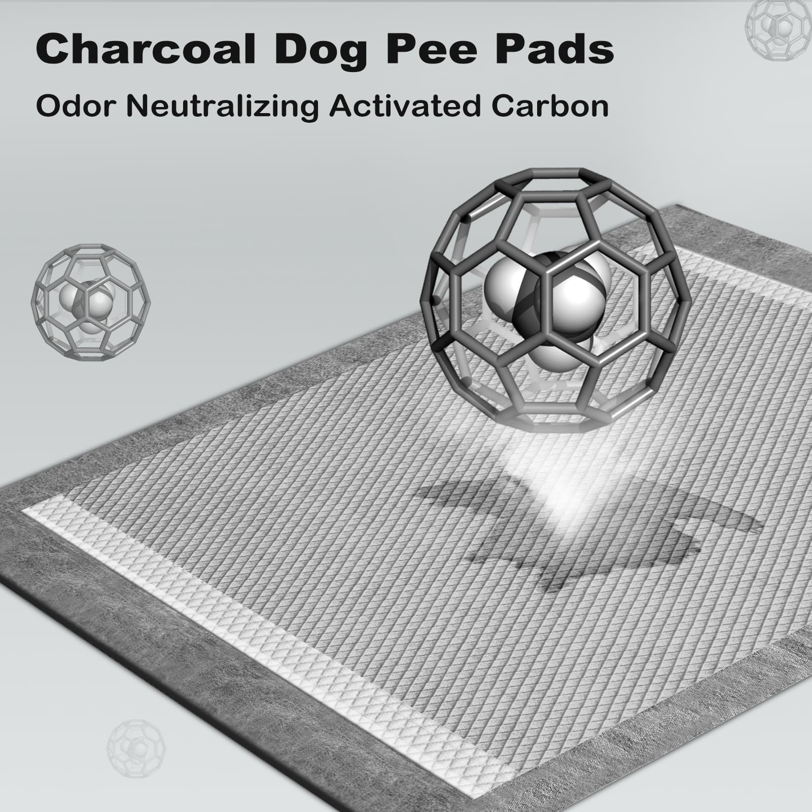 MIZOK 36x36 Inch Charcoal Dog Pee Pads - Super Absorbent Puppy Training Pads with Activated Carbon for Odor Control (25 Count) - Quick Dry, Leak Proof Pet Pads for Dogs, Cats & Rabbits - Ideal for House Training, Crate Use & Travel