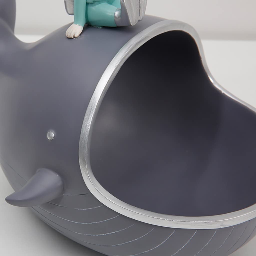 LEIYAN Resin Whale Key Holder Bowl - Stylish Desktop Organizer for Keys, Jewelry, Snacks & Trinkets | Decorative Home & Entryway Storage Dish (Gray) - Perfect for Living Room, Bedroom, Office & Gift Giving