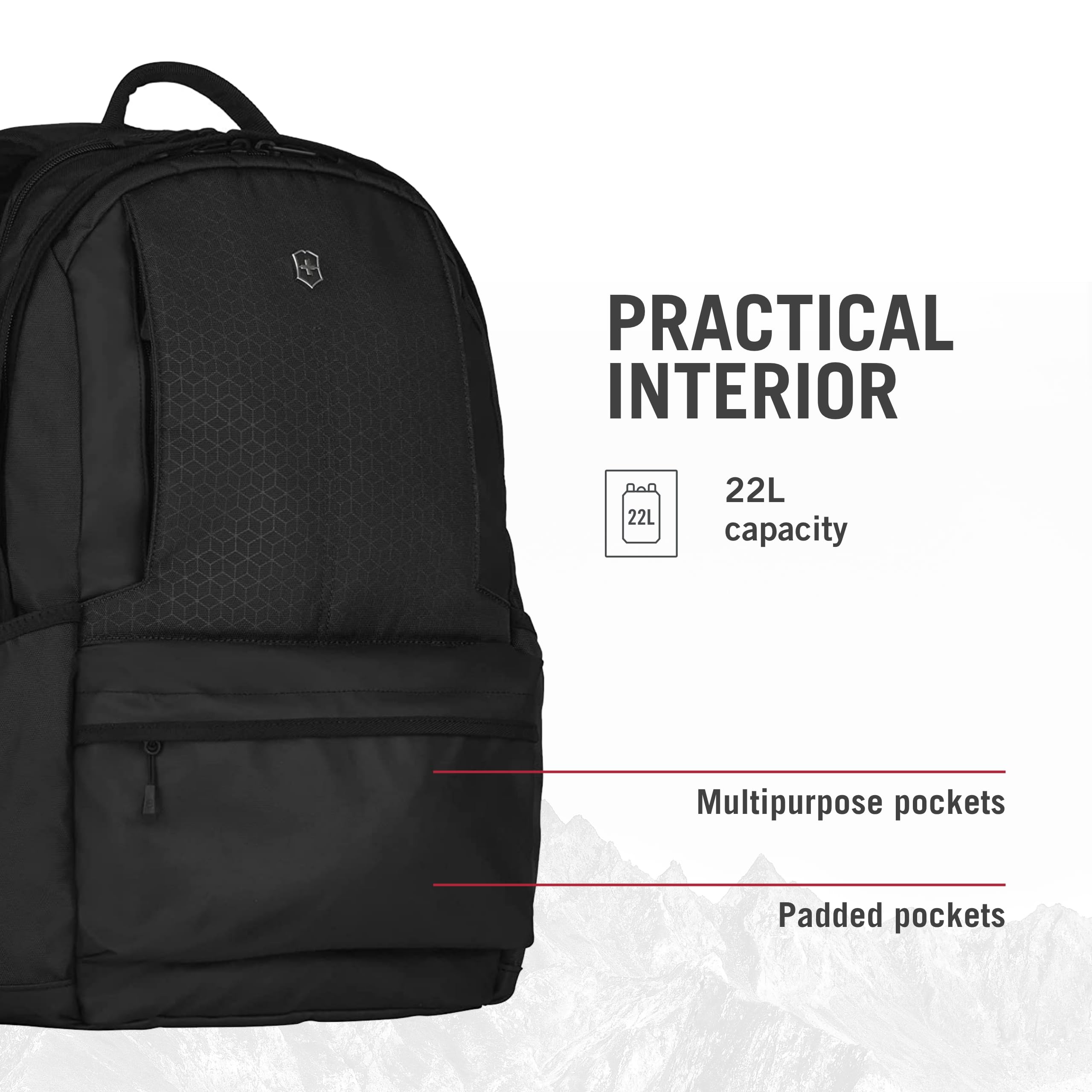 Victorinox Altmont Original Laptop Backpack - 15.6 Inch Lightweight Business Travel Backpack for Men & Women - 22L Water Resistant Laptop Bag with USB Charging Port - Perfect for Commuting, Work & College (Black)