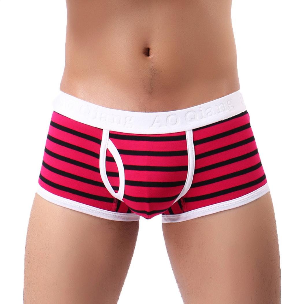 Men's Sexy Soft Cotton Breathable Striped Boxer Briefs - Comfortable Underwear for Daily Wear & Sleep | Clearance Sale