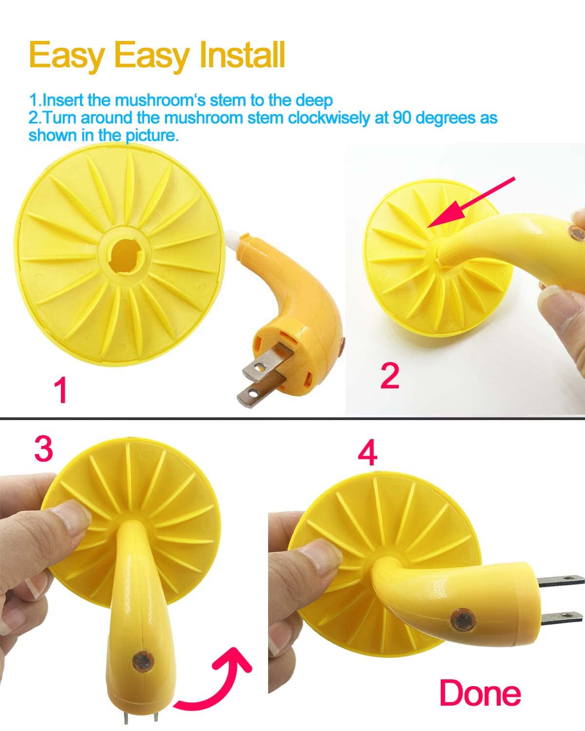2 Pack LED Mushroom Night Light with Auto Dusk to Dawn Sensor - Plug in Cute Mushroom Shaped Nightlight for Kids, Baby Nursery, Bedroom & Wall Decor (Yellow) - Perfect for Bedtime, Hallways & Safe Nighttime Navigation