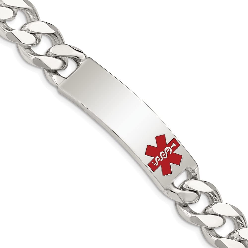 Sterling Silver Polished Medical ID Bracelet for Women - Elegant Curb Link Design - Perfect for Healthcare Professionals, Nurses & Emergency Situations