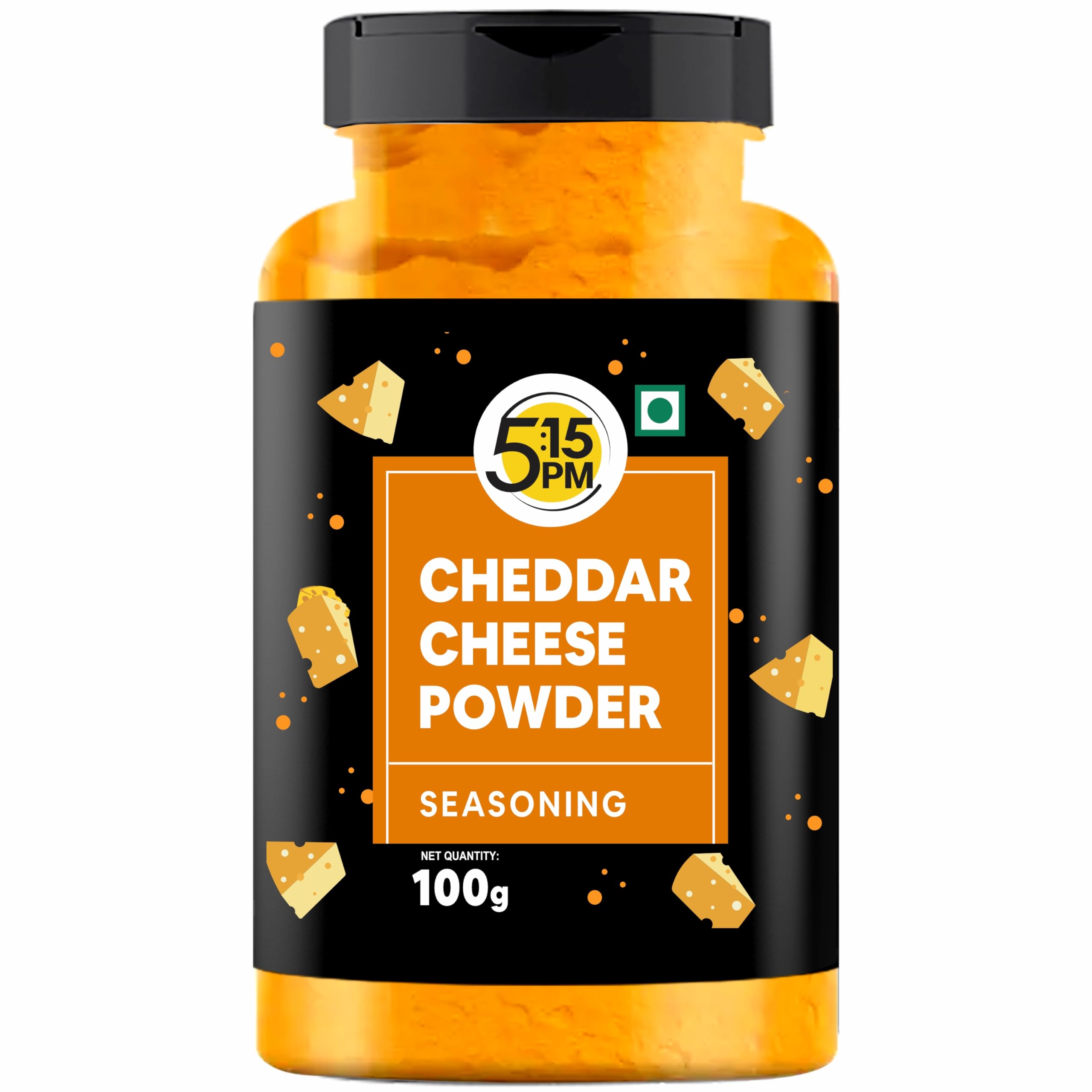 5:15PM Cheddar Cheese Seasoning Powder 100g - Premium Cheddar Cheese Powder for Popcorn, Pasta, Pizza, Nachos & Fries | Perfect for Snacks, Cooking & Baking at Home