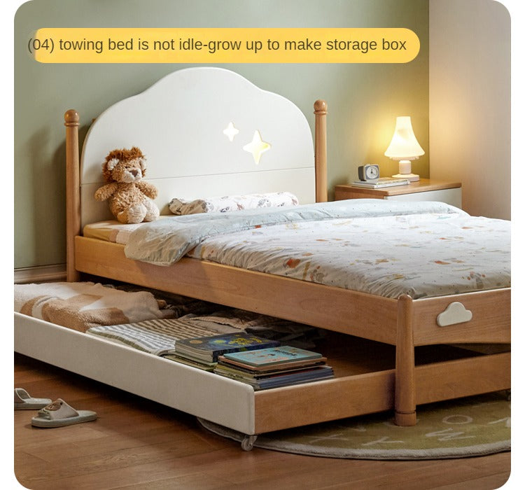 Solid Oak & Beech Wood Floor Bed with Pulley - Toddler Bed for Safe & Comfortable Sleep - Perfect for Montessori Bedrooms & Kids' Room Decor